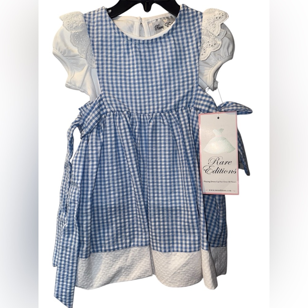 Rare Editions Blue and White Checkered Dress NWT